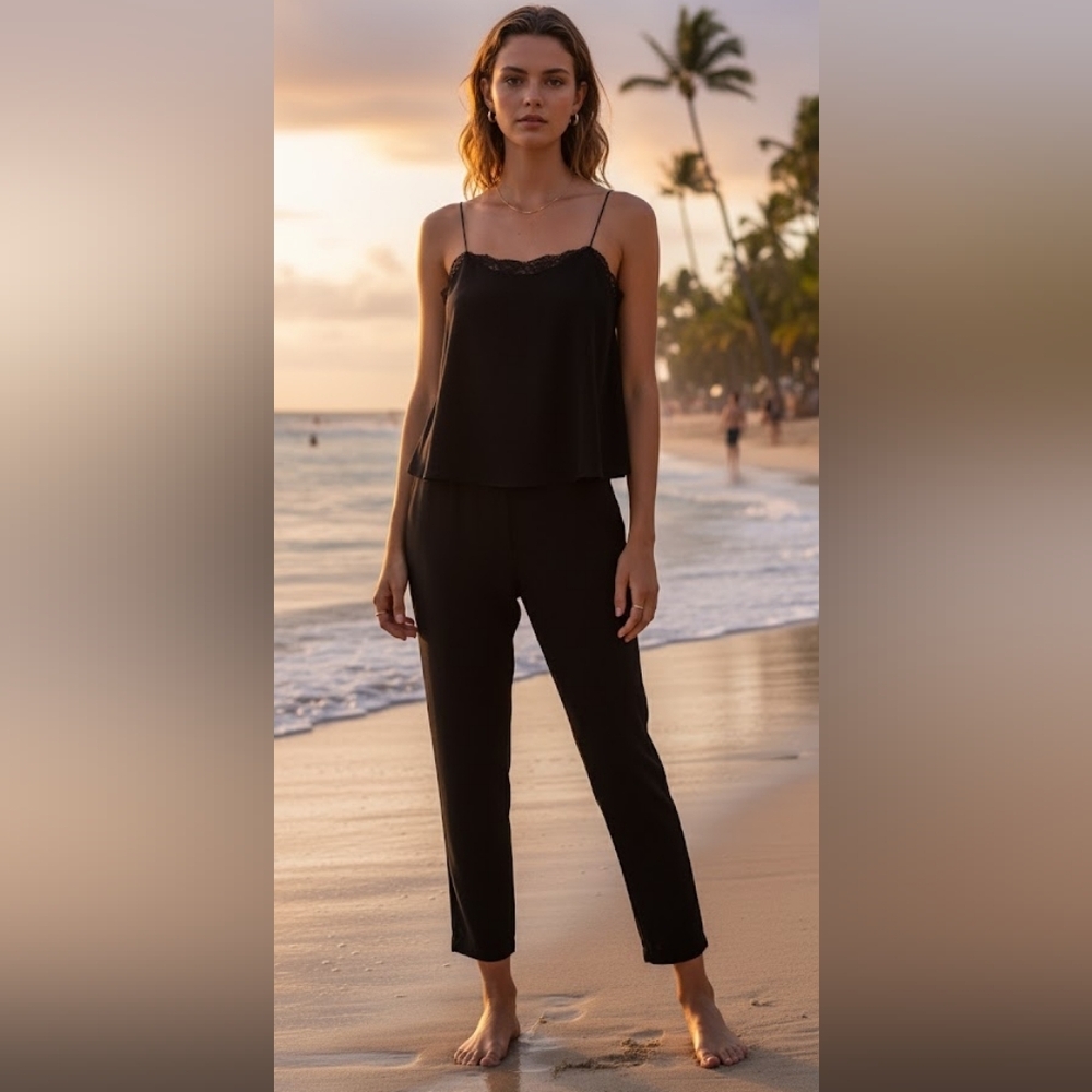 Zara lace trim jumpsuit size XS